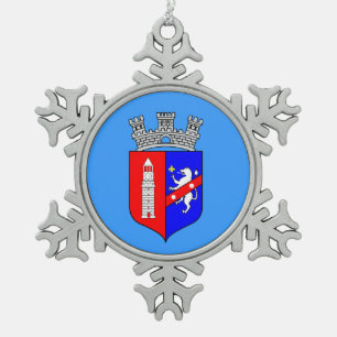 Ornement Flocon De Neige Drapeau de Tirana, Albanie Flacon de neige Noël