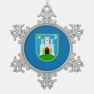 Ornement Flocon De Neige Drapeau de Zagreb, Croatie Flacon de neige Noël
