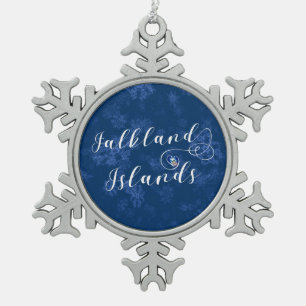 Ornement Flocon De Neige Drapeau des îles Malouines du Coeur, îles Malouine