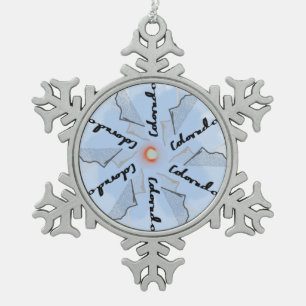 Ornement Flocon De Neige Drapeau du Colorado et montagne