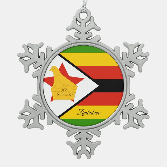Ornement Flocon De Neige Drapeau du Zimbabwe (Devant)