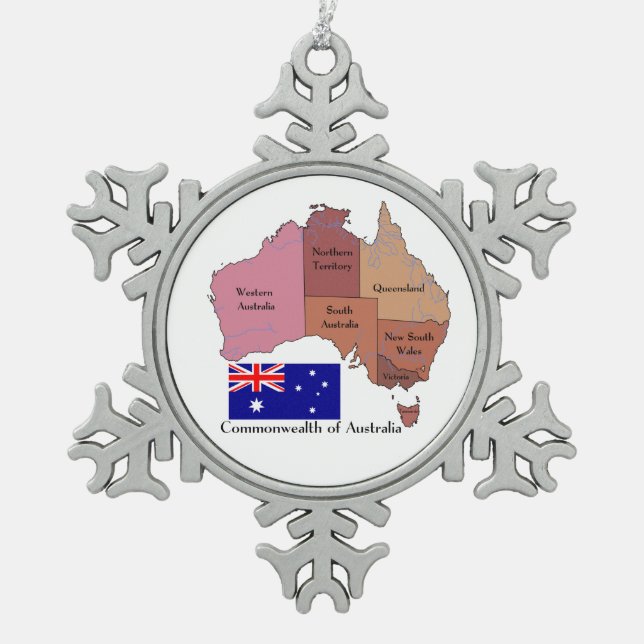 Ornement Flocon De Neige Drapeau et carte de l'Australie (Devant)