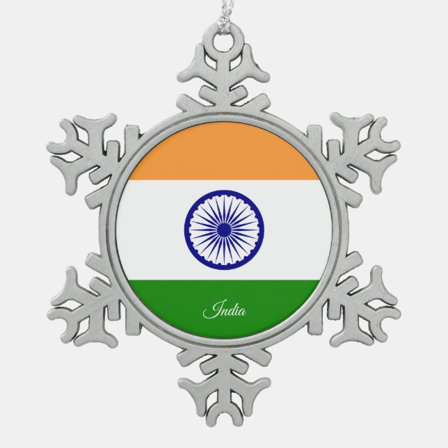 Ornement Flocon De Neige Drapeau indien (Devant)