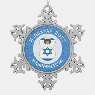 Ornement Flocon De Neige Drapeau israélien d'ange de Hanukkah Personnalisé
