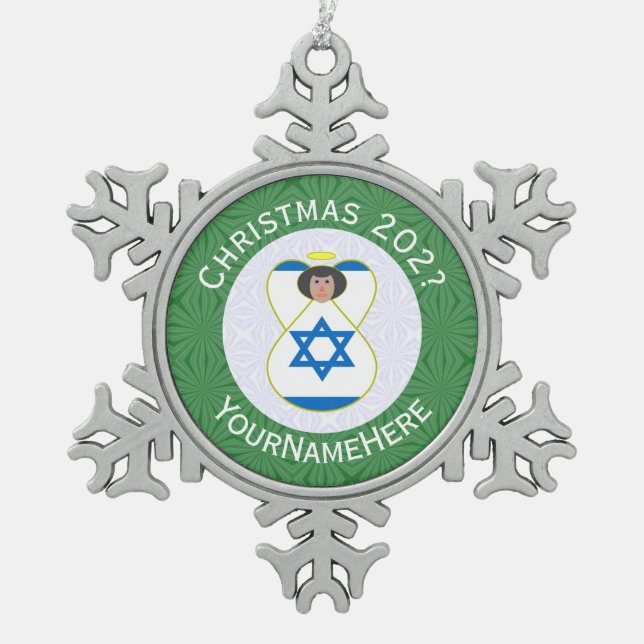 Ornement Flocon De Neige Drapeau israélien Noël Ange Nom Année (Devant)