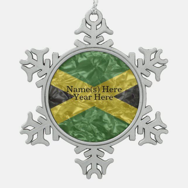 Ornement Flocon De Neige Drapeau jamaïcain - Crinké (Devant)