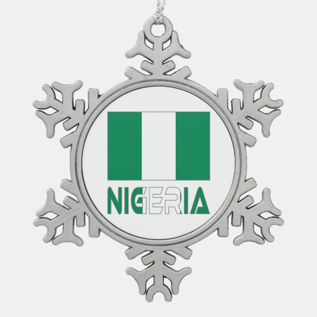 Ornement Flocon De Neige Drapeau nigérian et Nigeria (Devant)