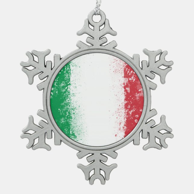Ornement Flocon De Neige Drapeau peint Grunge Splatter d'Italie (Devant)