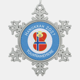 Ornement Flocon De Neige Drapeau personnalisé de Hanukkah d'ange norvégien