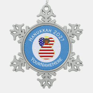 Ornement Flocon De Neige Drapeau personnel de Hanukkah afro-américain des É