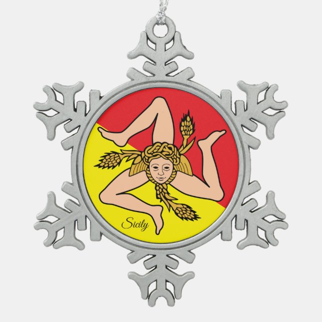 Ornement Flocon De Neige Drapeau sicilien (Devant)