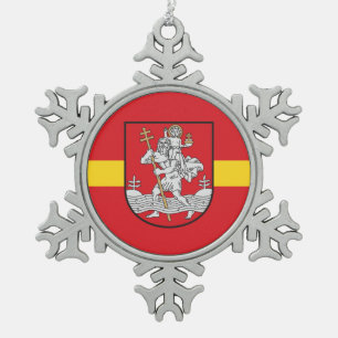 Ornement Flocon De Neige Drapeau Vilnius, Lituanie Flamme de neige Pewter C