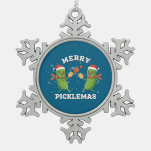 Ornement Flocon De Neige Drôle Joyeux Picklemas Joli Noël Pickleball