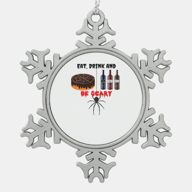 Ornement Flocon De Neige Eat Drink And Be Scary Retro Classic (Devant)