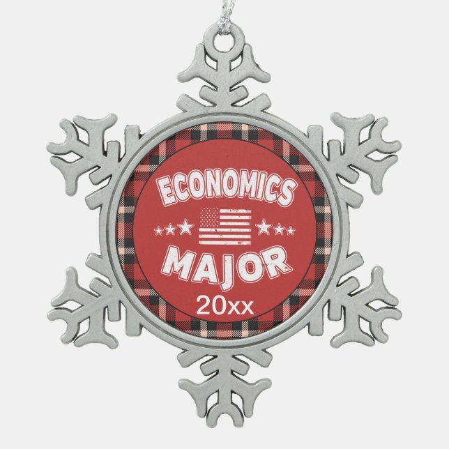 Ornement Flocon De Neige Économique Étudiant USA Drapeau rouge Plat (Devant)
