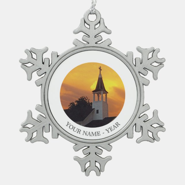 Ornement Flocon De Neige Église de pays (Devant)