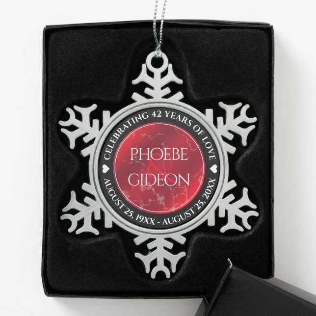 Ornement Flocon De Neige Élégant 42e anniversaire du Mariage Jasper (Boîte)