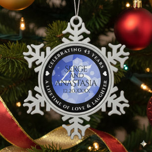 Ornement Flocon De Neige Élégant 45e anniversaire de Mariage Sapphire
