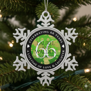 Ornement Flocon De Neige Élégant 66ème anniversaire de Mariage Titanite