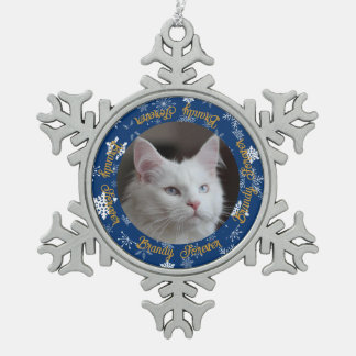 Ornement Flocon De Neige Élégant Blue Snowflake Chat Photo personnalisée No