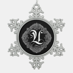 Ornement Flocon De Neige Élégant Goth Initial U Snowflake Ornament