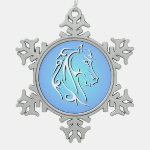 Ornement Flocon De Neige Élégant ornement de la tête de cheval