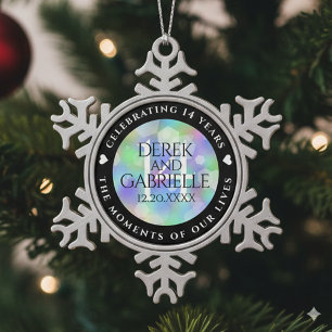 Ornement Flocon De Neige Élégante 14ème anniversaire du Mariage Opal