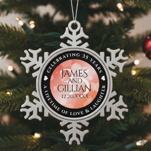Ornement Flocon De Neige Elégante 35ème anniversaire de Mariage de corail