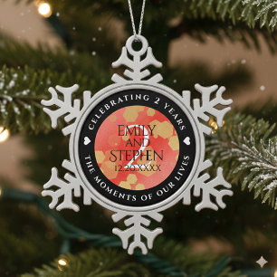 Ornement Flocon De Neige Élégante fête du 2e anniversaire du Mariage Garnet