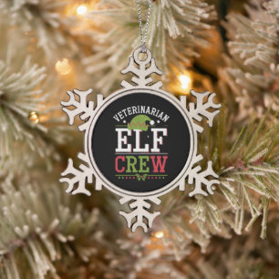 Ornement Flocon De Neige Elfe de Noël vétérinaire technicien vétérinaire 
