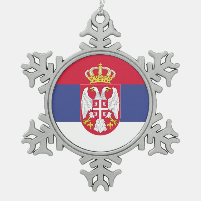 Ornement Flocon De Neige Emblème du drapeau de la Serbie (Devant)