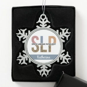 Ornement Flocon De Neige Empreinte de léopard Pathologiste de la parole per