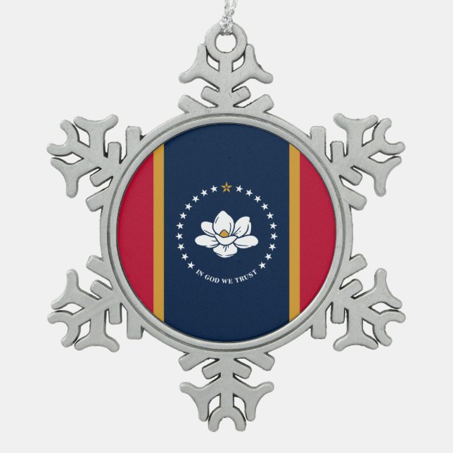 Ornement flocon de neige en étain avec drapeau du  (Devant)