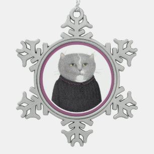 Ornement flocon de neige en étain CHAT FEMME DE MÉ