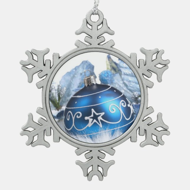 Ornement flocon de neige en étain/Ornement bleu (Devant)
