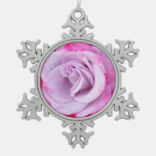 Ornement flocon de neige en étain rose unique