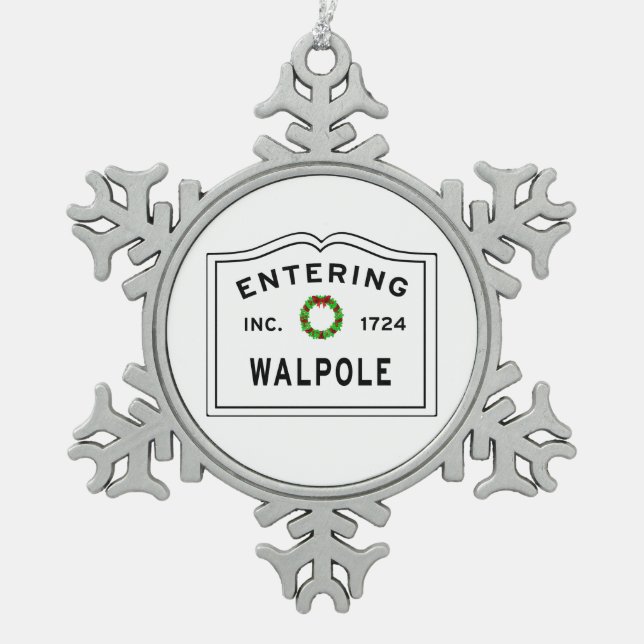 Ornement Flocon De Neige Entrée de la ville de Massachusetts Walpole (Devant)