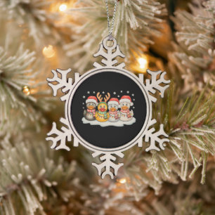 Ornement Flocon De Neige Équipe Canard en Caoutchouc Renne de Noël Lumières