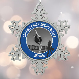 Ornement Flocon De Neige Équipe de drill bleue Photo Danseuse de lycée