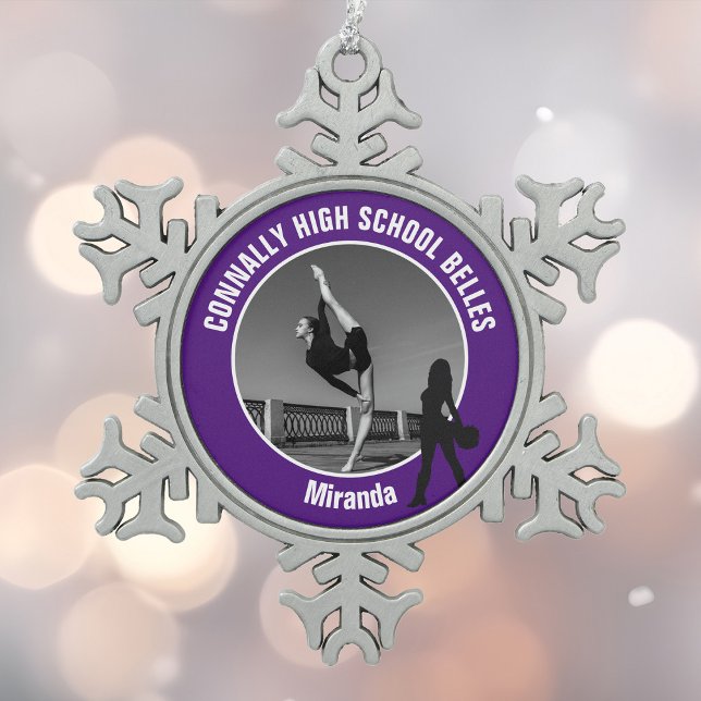 Ornement Flocon De Neige Équipe de drill violet Photo Danseuse de lycée (Créateur téléchargé)
