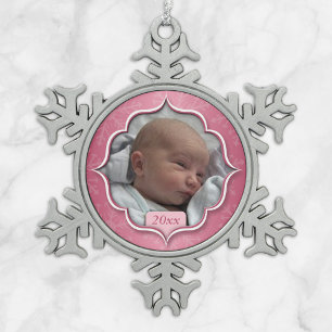 Ornement Flocon De Neige Ęr Noël du bébé ou TOUT flocon de neige de ros