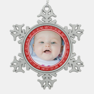 Ornement Flocon De Neige Ęr rouge d'ornement de Noël du bébé fait sur