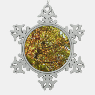 Ornement Flocon De Neige Érable changeant de couleur en vert et or à l'auto