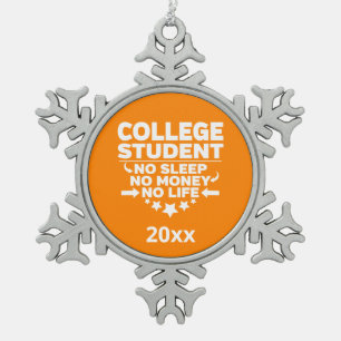 Ornement Flocon De Neige Étudiant de collège Pas de sommeil Vie Tennessee