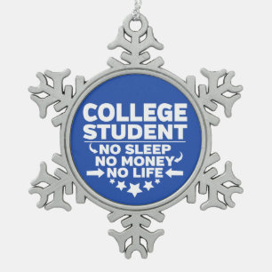 Ornement Flocon De Neige Étudiant d'université sans vie ni argent