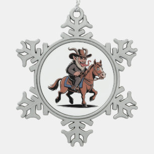 Ornement Flocon De Neige EVIL Krampus Noël Cowboy Cheval Occident Noël
