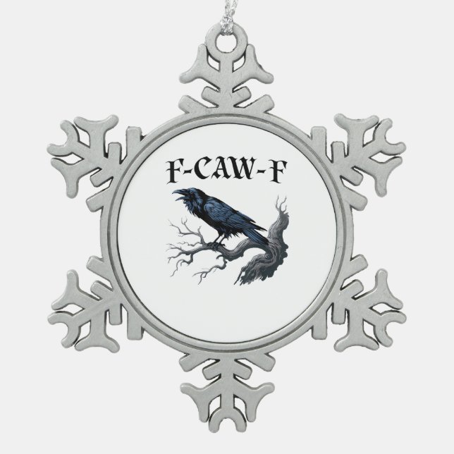 Ornement Flocon De Neige F-Caw-F Oiseau Drôle Corbeau (Devant)
