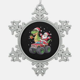 Ornement Flocon De Neige Famille de Noël assortie Santa Truck Dinosaur 