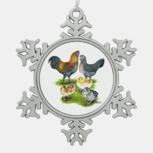 Ornement Flocon De Neige Famille de poulets Ameraucana