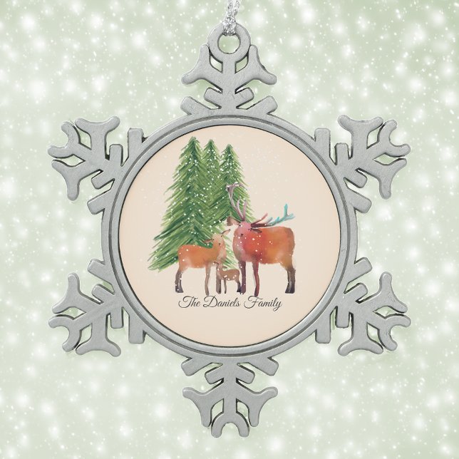 Ornement Flocon De Neige Famille de Red Deer personnalisée (Create Christmas keepsakes to cherish)